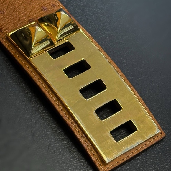 Vintage Hermès Ostrich Collier De Chien Cognac Brown Belt